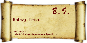 Babay Irma névjegykártya